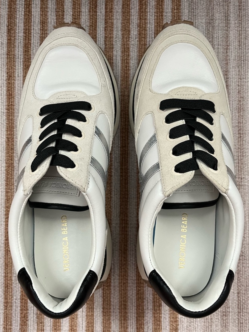 Veronica Beard Darin Sneakers Size 9 White Leather Suede - Picture 7 of 11